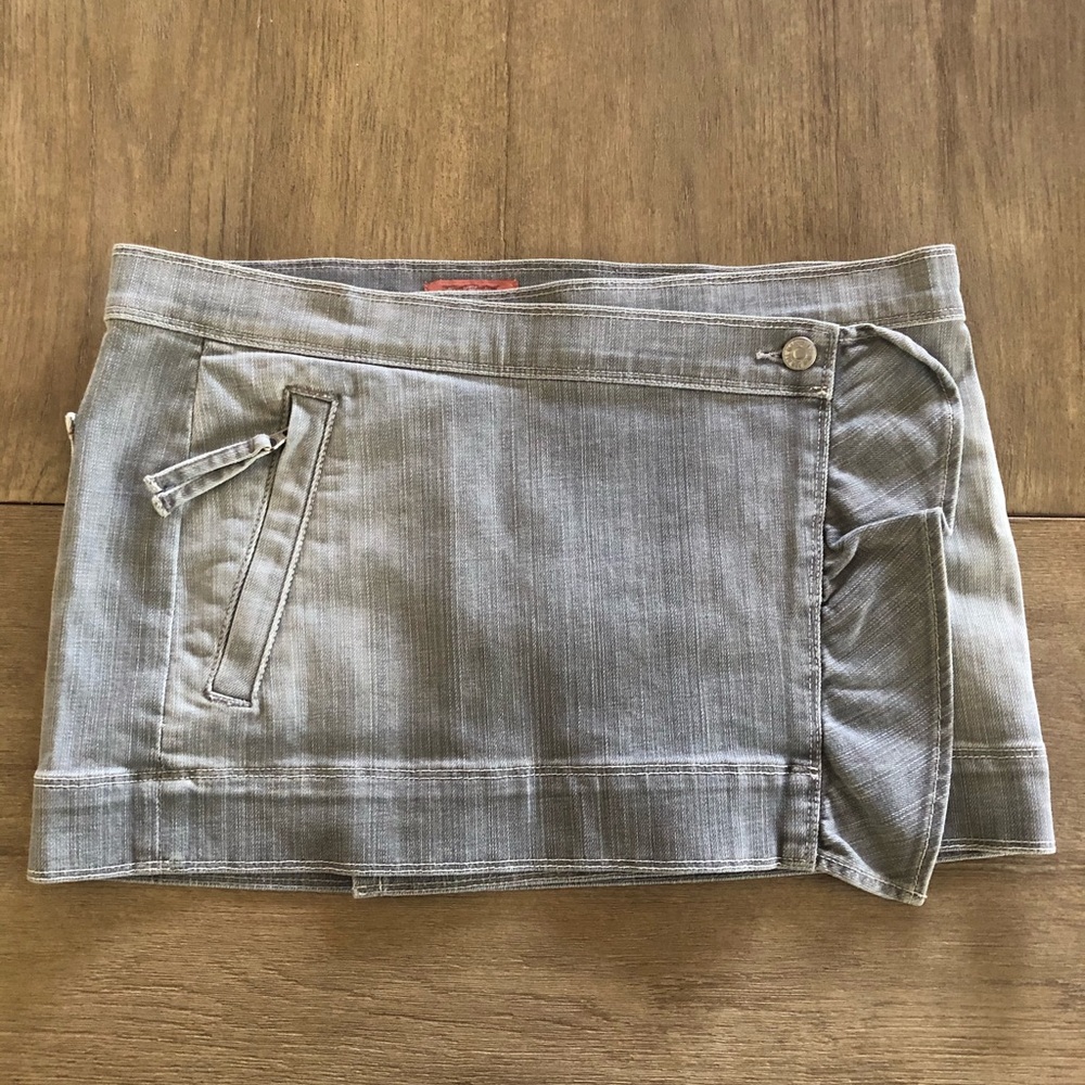 7 FOR ALL MANKIND - Grey Denim Wrap Skirt